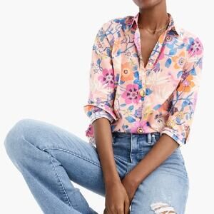 J. Crew Liberty London Floral Classic Popover Shirt Pavilion Pink Multi Blouse